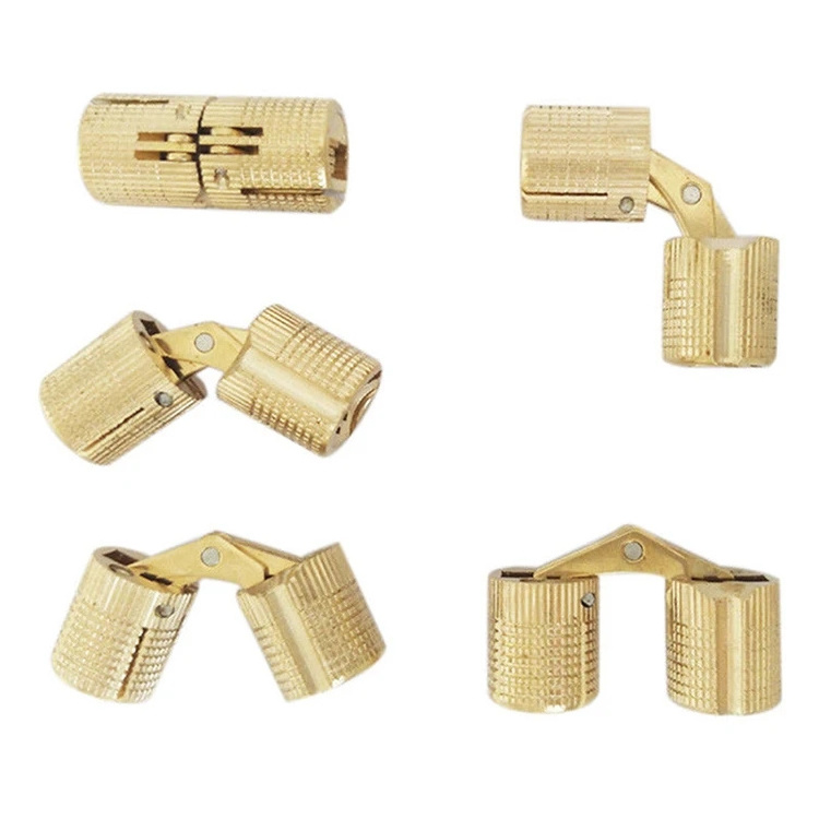 Copper Hinges Cylindrical Hidden Cabinet Invisible Brass Hinges Mount for Furniture Hardware