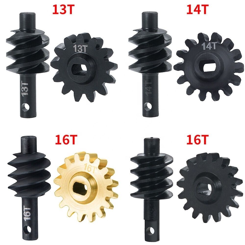 OEM CNC machining services custom 13T 16T Metal Overdrive Differential Diff Worm Gear Set for 1 / 24 RC Axial SCX24