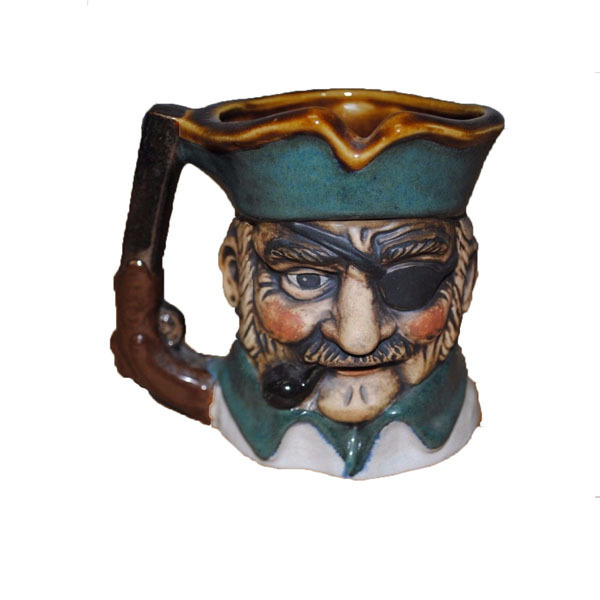 Custom Handmade Pirate Face Shaped Ceramic Pipe Coffee Mug