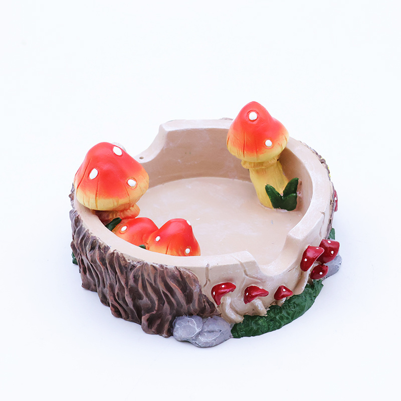 OEM New creative smoking accessories ash trays logo custom with unique resin stump mushroom cigar cigarette ashtray