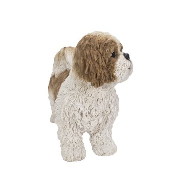 Custom brown and white standing garden indoor outdoor decorative sculpture lovely trinket animal dog puppy statue resin figurine