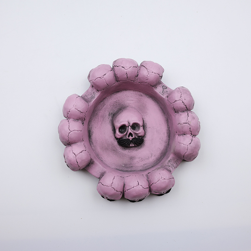 OEM interesting smoking accessories creative 3d ash trays custom new with round resin pink skull cigar ashtrays