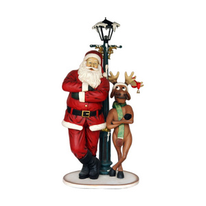 custom Resin santa and reindeer outdoor life size christmas decorations