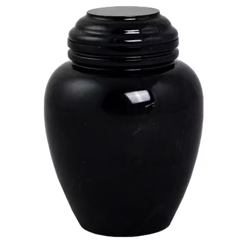 Wholesale simple ash urn for human adults pet custom handmade ceramic deep black cremation urns