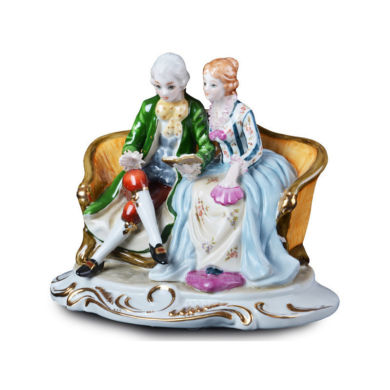 OEM custom ceramic figurines decoration set  porcelain couple family figurines