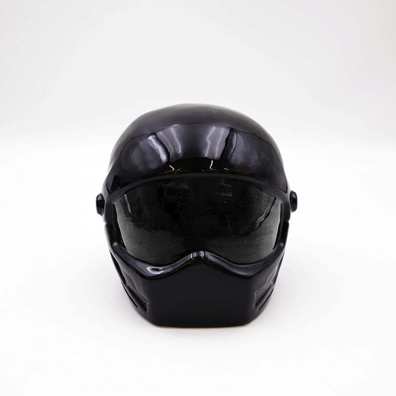 OEM Adult cremation urns for ashes custom medium size motorcycle helmet tribute to any motorcycle theme black ceramic urn