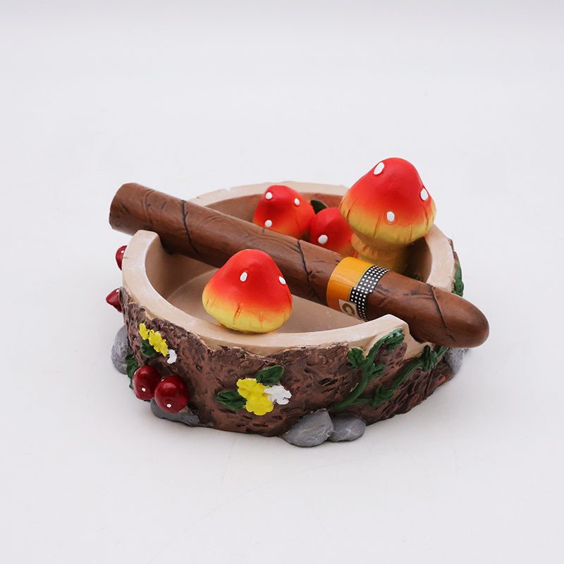 OEM New creative smoking accessories ash trays logo custom with unique resin stump mushroom cigar cigarette ashtray