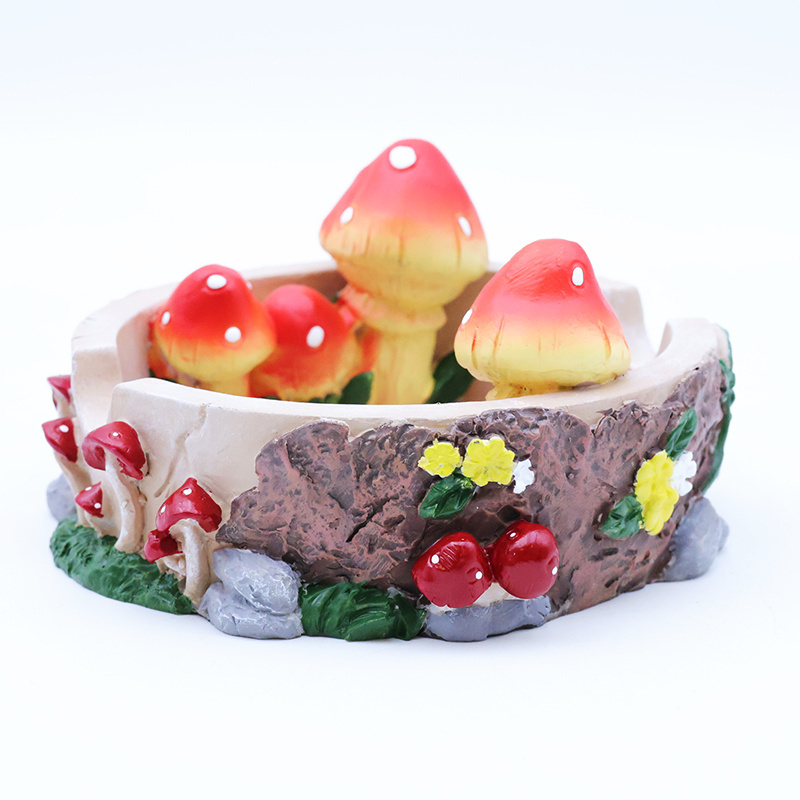 OEM New creative smoking accessories ash trays logo custom with unique resin stump mushroom cigar cigarette ashtray