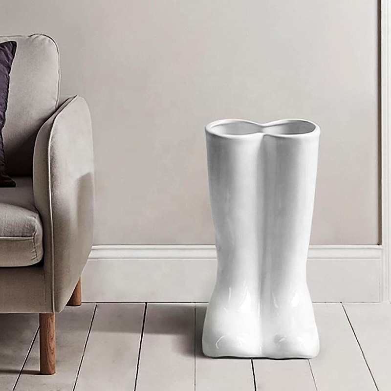 custom factory direct white Boot shaped Umbrella Stand Ceramic Umbrella holder for home decor