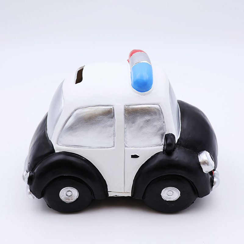 Wholesale custom craft kids for birthday gift piggy banks resin police car shaped money and coin piggy banks