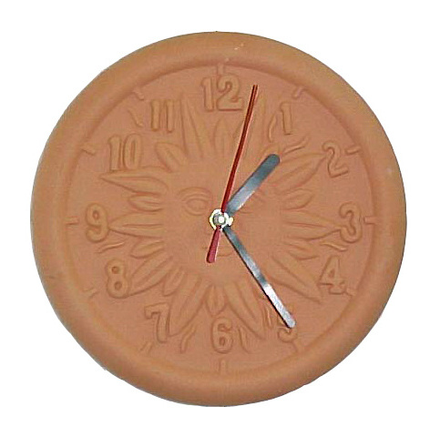 Custom hanging terracotta quartz wall clock high quality outdoor Indoor decorative terracotta wall clock