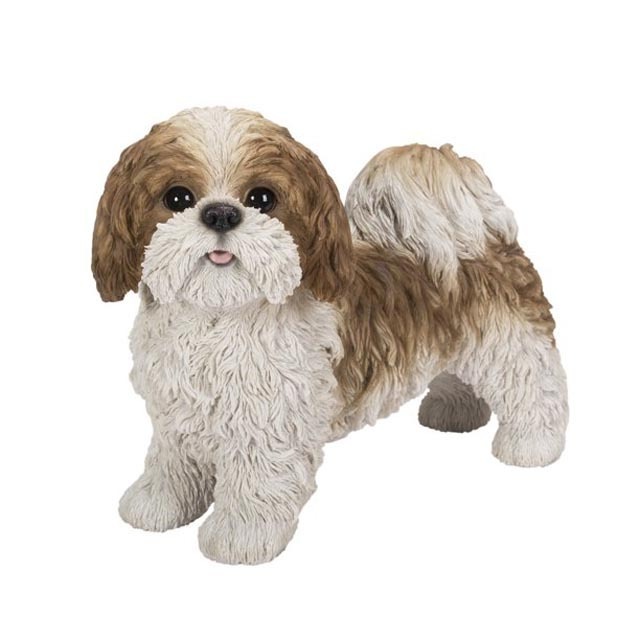 Custom brown and white standing garden indoor outdoor decorative sculpture lovely trinket animal dog puppy statue resin figurine