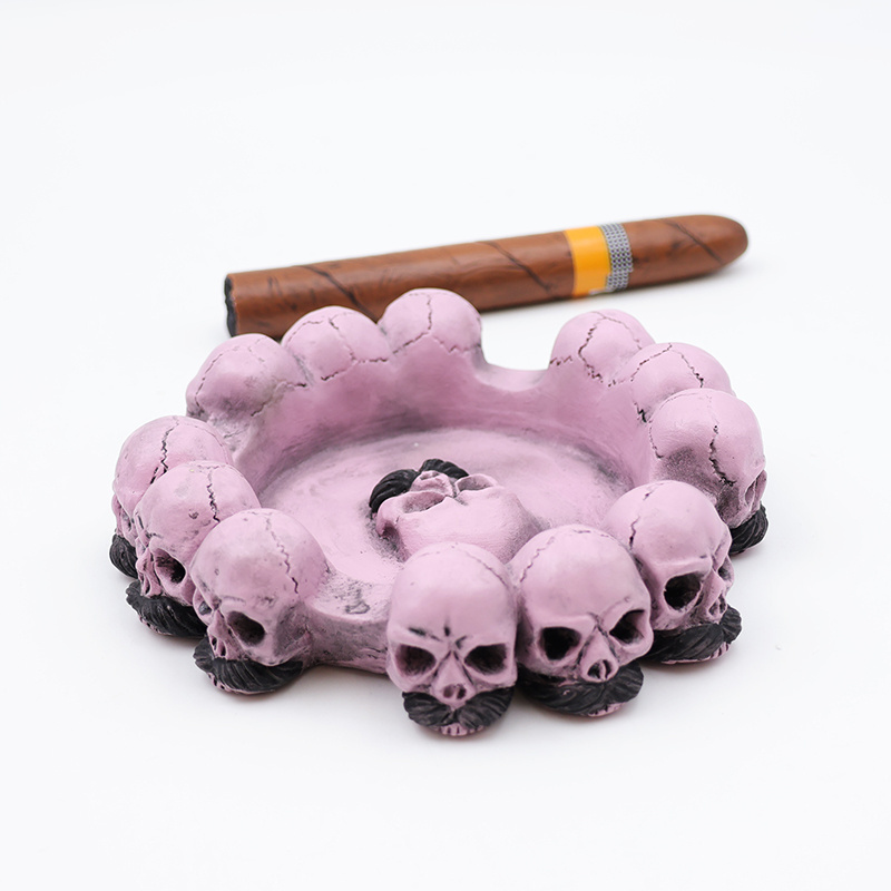 OEM interesting smoking accessories creative 3d ash trays custom new with round resin pink skull cigar ashtrays