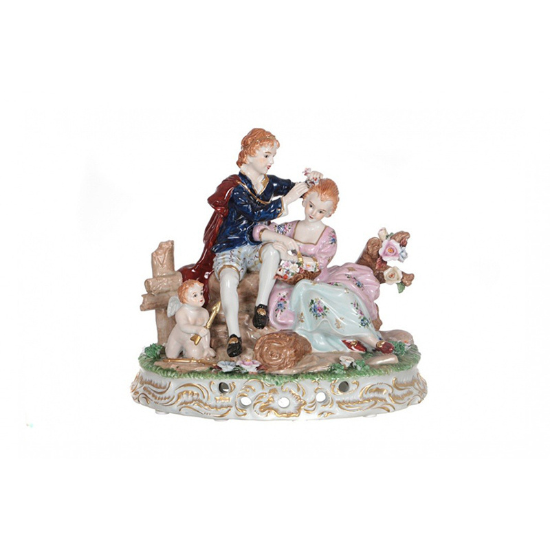 OEM custom ceramic figurines decoration set  porcelain couple family figurines