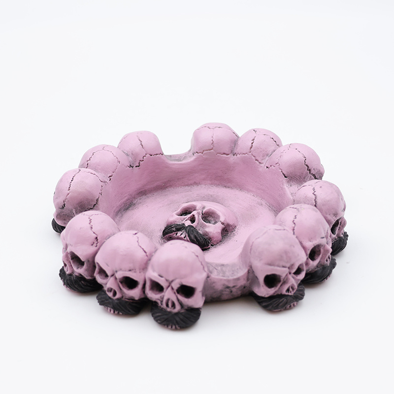 OEM interesting smoking accessories creative 3d ash trays custom new with round resin pink skull cigar ashtrays