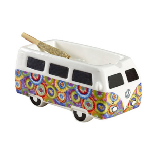 Wholesale Vintage Bus Ashtray Colorful Flower Burst Design Cool Bus Car Ashtray Morden Ceramic Cigar Ashtray