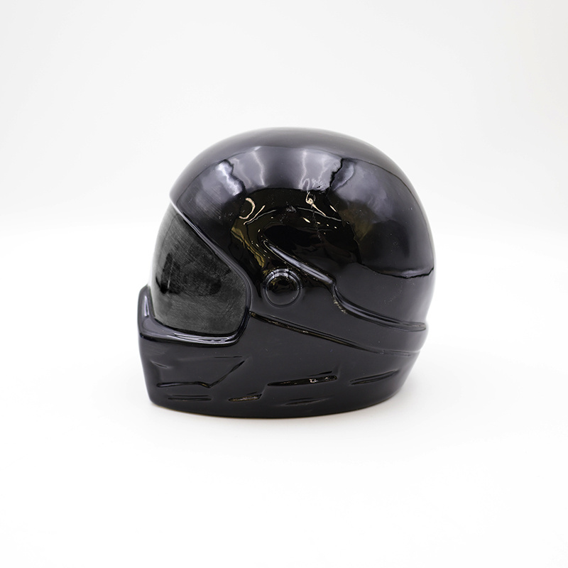 OEM Adult cremation urns for ashes custom medium size motorcycle helmet tribute to any motorcycle theme black ceramic urn