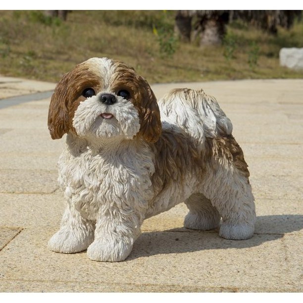 Custom brown and white standing garden indoor outdoor decorative sculpture lovely trinket animal dog puppy statue resin figurine