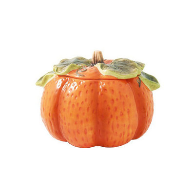 Orange pumpkin shaped ceramic Cookie Jars