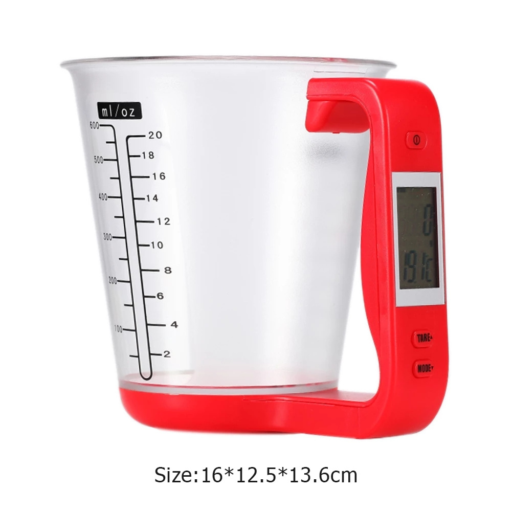 Portable Electronic Measuring Cup Kitchen Scales with LCD Display Plastic Digital Beaker Host Weigh Temperature Measurement Cups