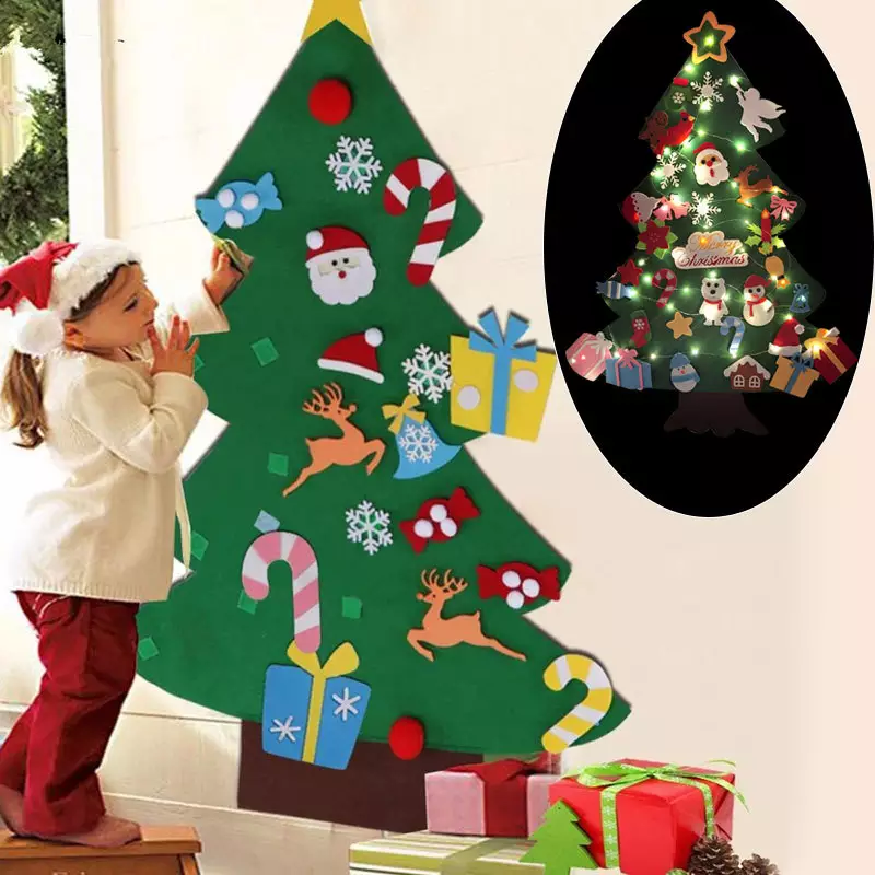 Hot Sale DIY Felt Christmas Tree Wall Hanging Decorations for Door Made from Durable Felt Material for Christmas Trees