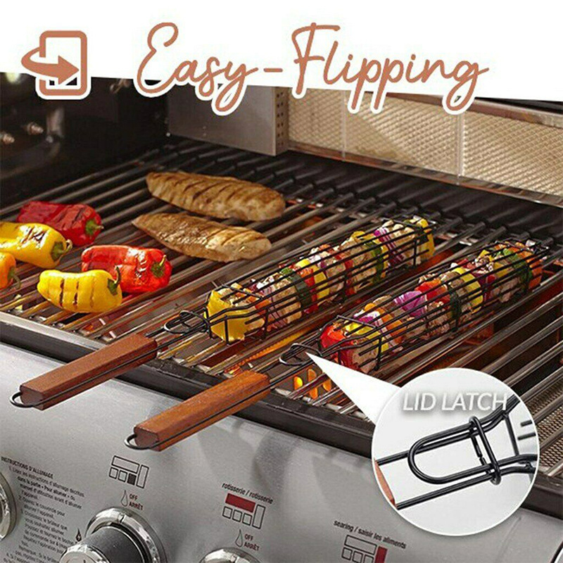 Outdoor Cooking Nonstick Barbecue Basket for Vegetable Steak Meat Shrimp Chops Grill Basket