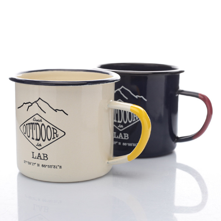 High Quality Vintage Souvenir Enamel Coffee Cup 8CM Enamelled Mug Travel Coffee Enamel Mugs