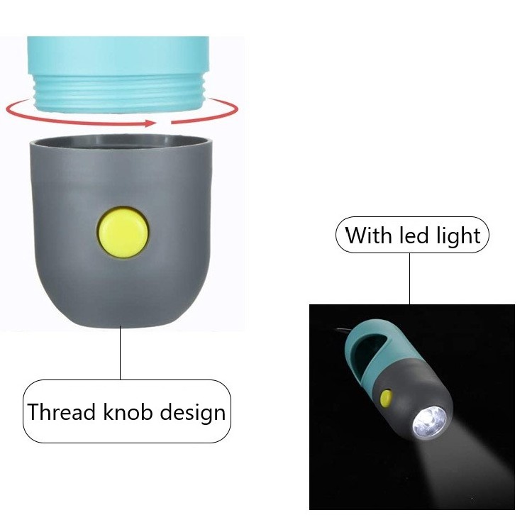 Dog Poop Bag Dispenser With Safe LED Flashlight and 1 Rolls Leak-Proof Doggy Poop Waste Bags