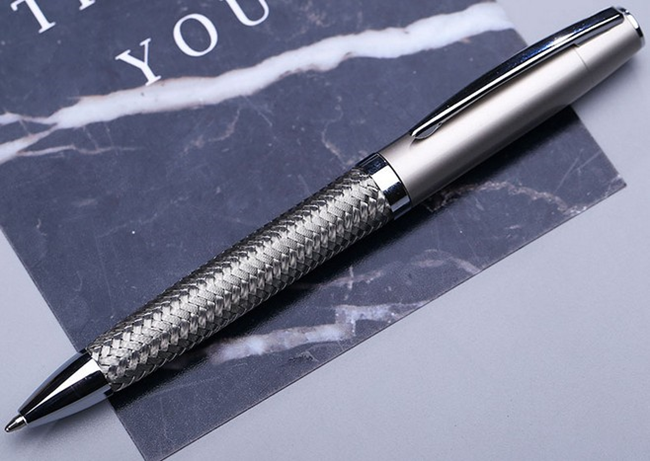 Wire Metal Click Ballpoint Pen Retractable Luxury Gift Heavy Stainless Steel Wire Braid Metal Ballpoint Pen