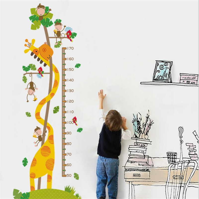 Unionpromo non-toxic pvc animal kids height growth chart wall sticker