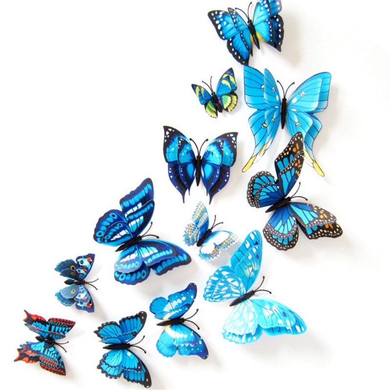 Unionpromo 12 pcs/set pvc custom room decor 3d butterfly wall stickers