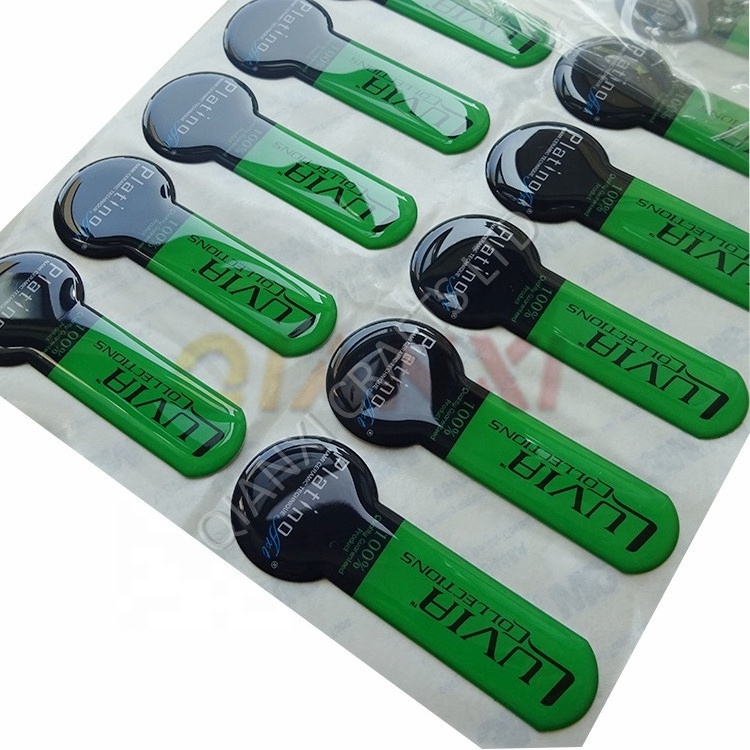 Custom doming gel decals polyurethane pu logos 3d resin labels epoxy domed stickers