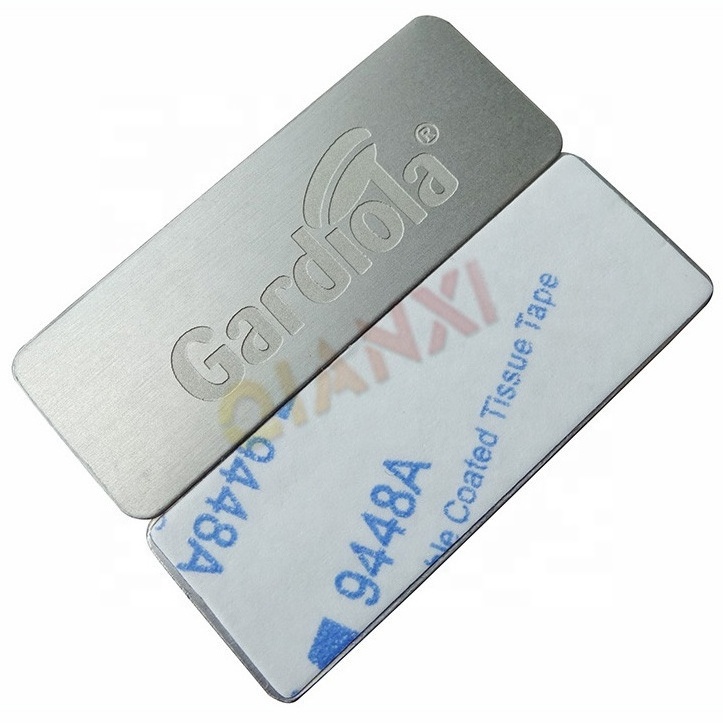 Adhesive metal engraved name plate sticker etched stainless steel labels