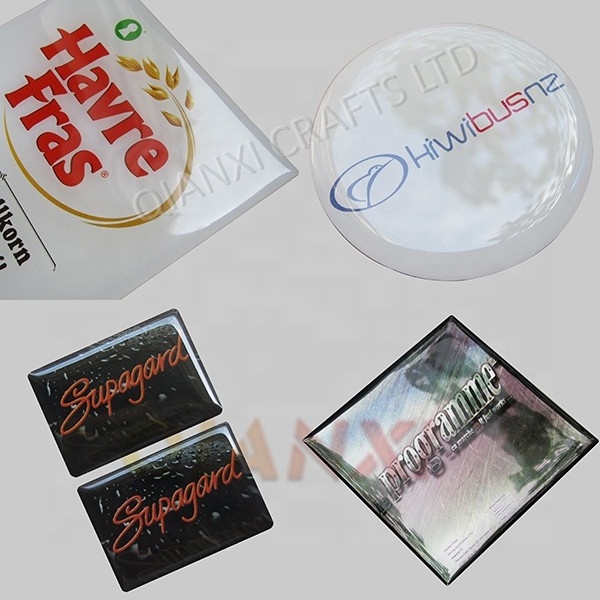 Custom doming gel decals polyurethane pu logos 3d resin labels epoxy domed stickers