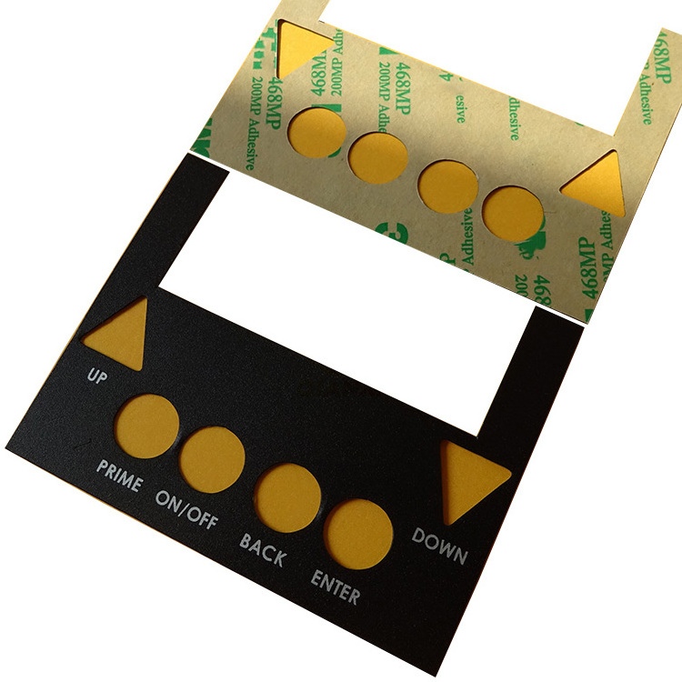 Custom reverse printing velvet polycarbonate film label Control front panel sticker Lexan membrane graphic overlay