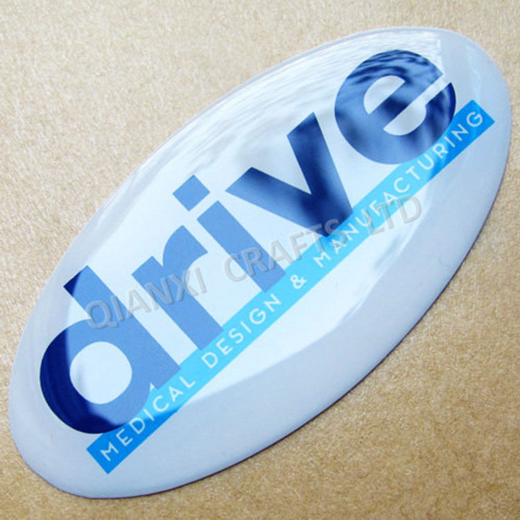 Cut Printable Customized 3d Logo Domed Decal Crystal  Heart Shaped Brushed Silver Epoxy Clear Stickers