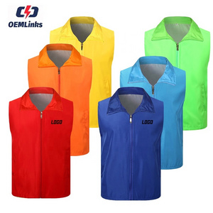 Custom breathable advertising vest Polyester football Vest Mesh Soccer Bibs Volunteers worker vest with zipper