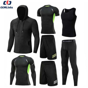 Custom men fitness clothing quick dry compression gym fitness sets men mens compression shirts Athletic Fitness clothing