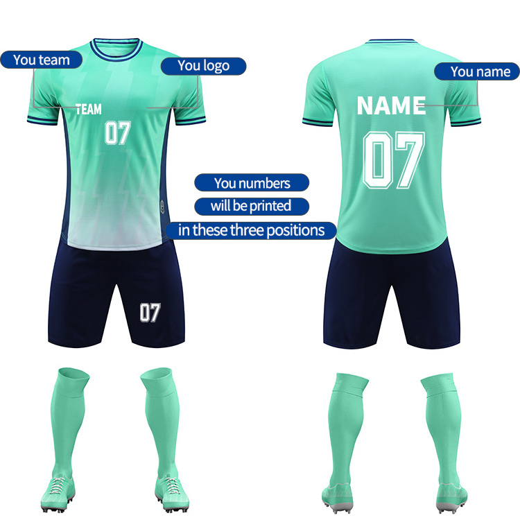 custom soccer wear set  full team Kit high quality sublimation soccer jersey football uniform tshirt