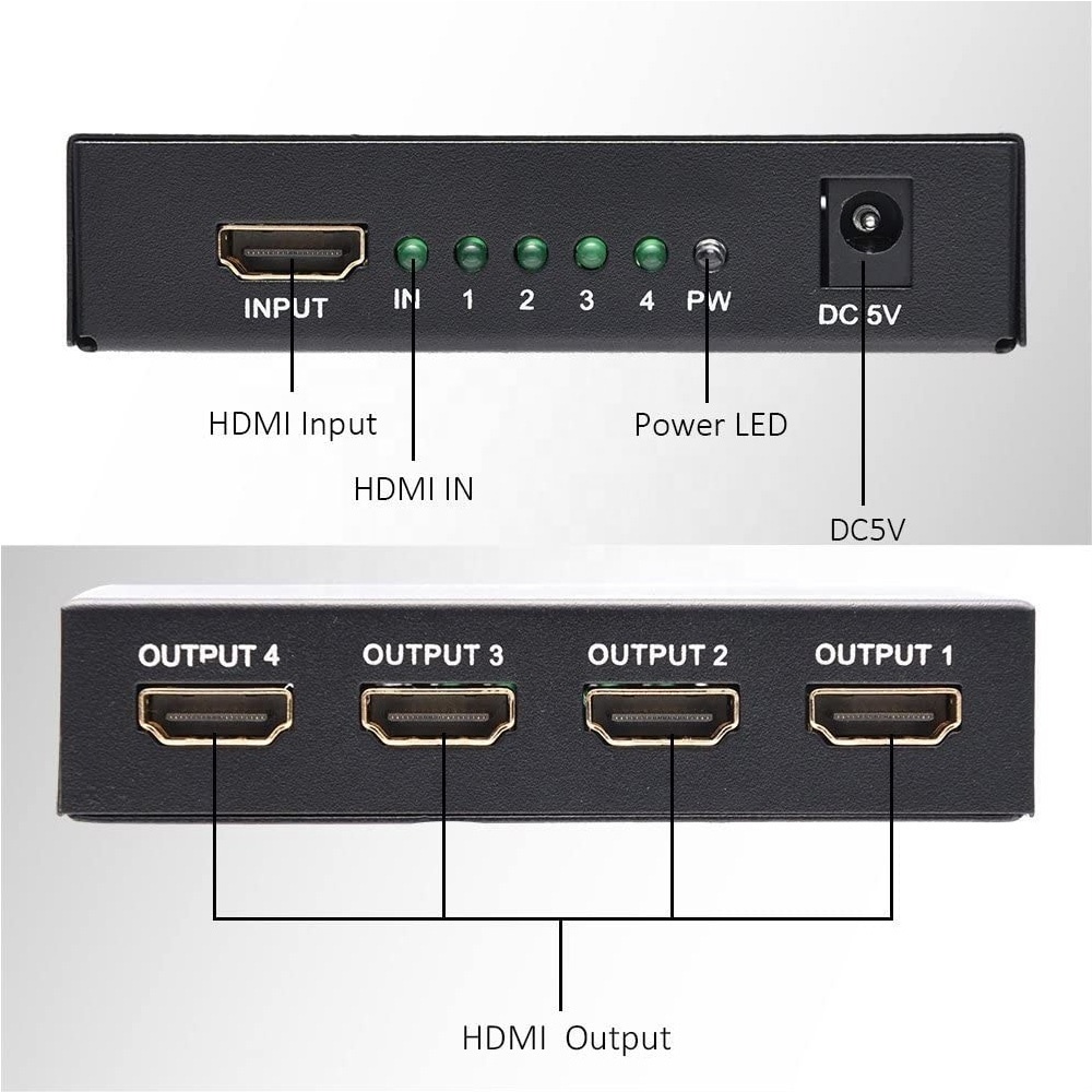 Ready to Ship HDMI splitter 1 in 4 Out hdmi switch 4K  for HDTV PC Projector