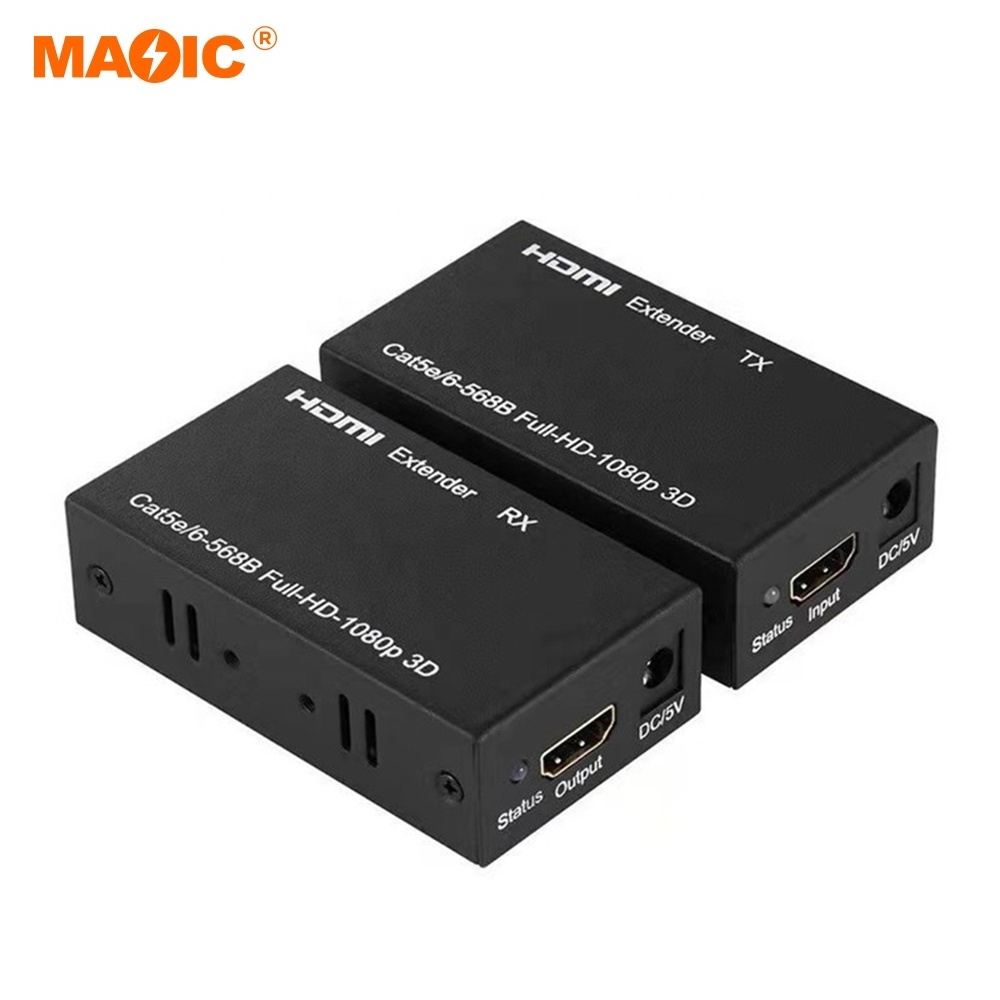 1080P 3D 60m HDMI to RJ45 Extender over IP Single CAT5e Cat 6 Ethernet LAN 60m Hdmi Extender