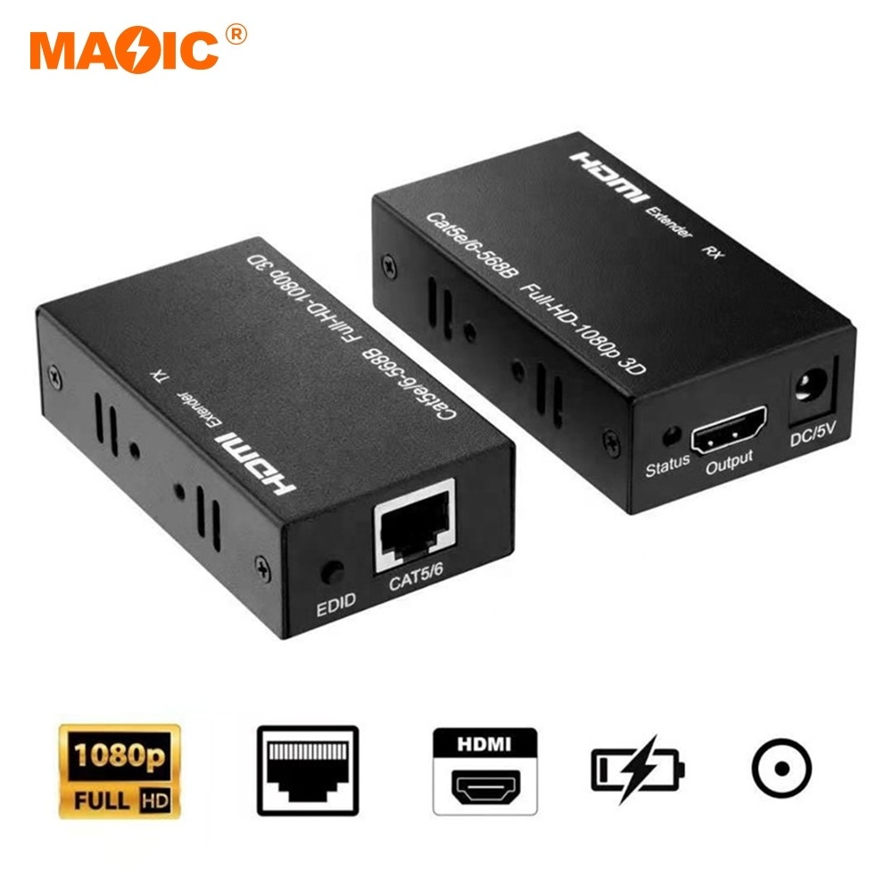 1080P 3D 60m HDMI to RJ45 Extender over IP Single CAT5e Cat 6 Ethernet LAN 60m Hdmi Extender