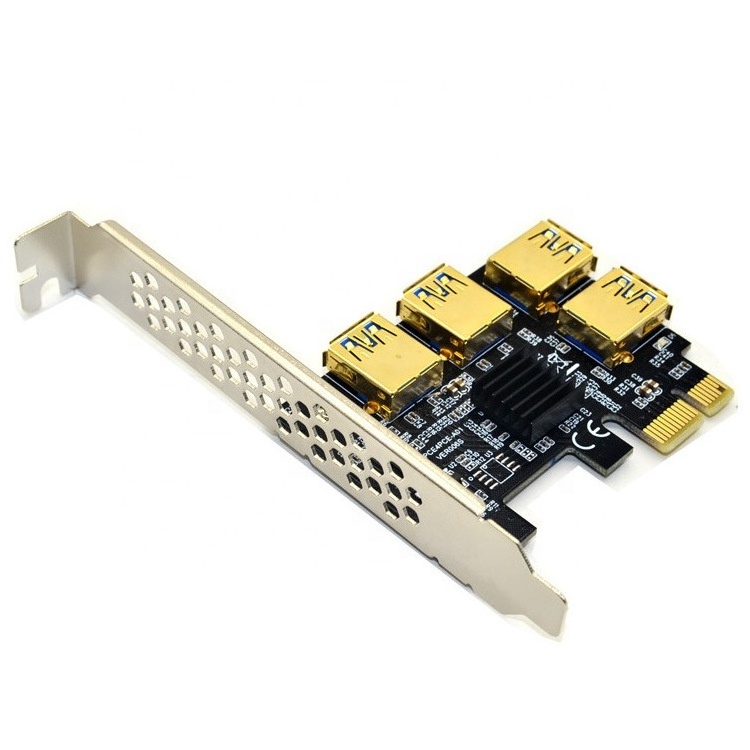 Pci-e 1x Riser Card PCIe 1 To 4 Usb 3.0 Port Slot Expansion Card Adapter Multiplier 1 to 4 Pcie Splitter For GPU Graphics Cards