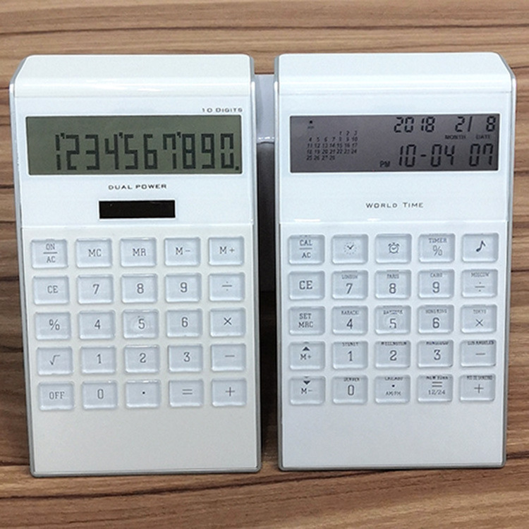 Dual Power 10 Digit Calculator Electronic Solar Calculator Scientific Calculator Student 8 Digits Display Solar Battery Calendar