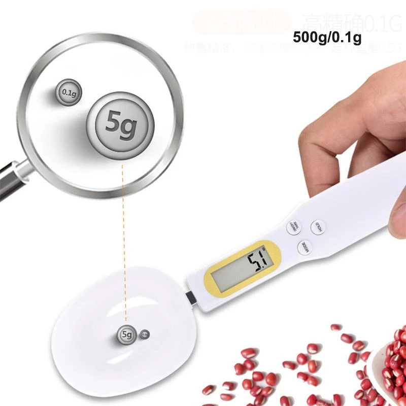 500g/0.1g Precise Digital Kitchen Scales LCD Display Electronic Measuring Spoons with Plastic Measuring Cups