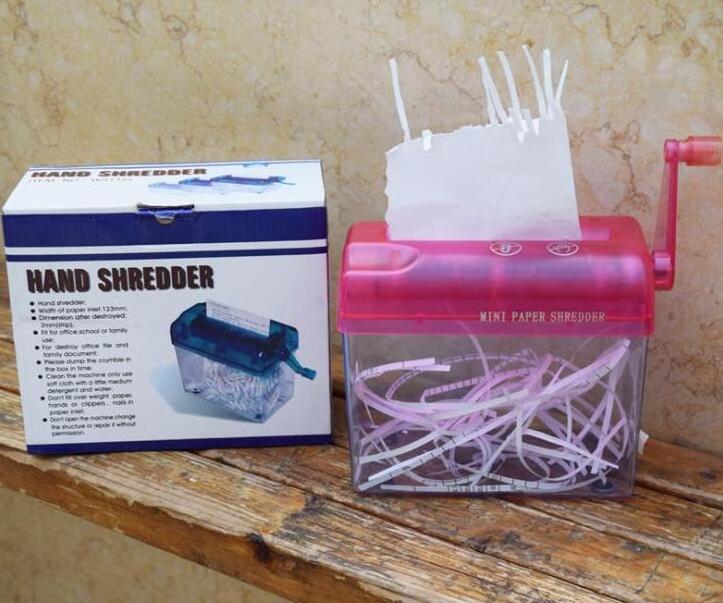 Portable plastic mini paper shredder