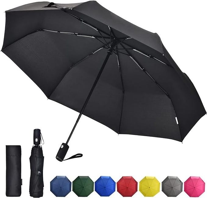 Promotion Umbrella Customized Logo Portable Mini Backpacking Folding Rain and Sun Umbrella Suitable for Cars Purses