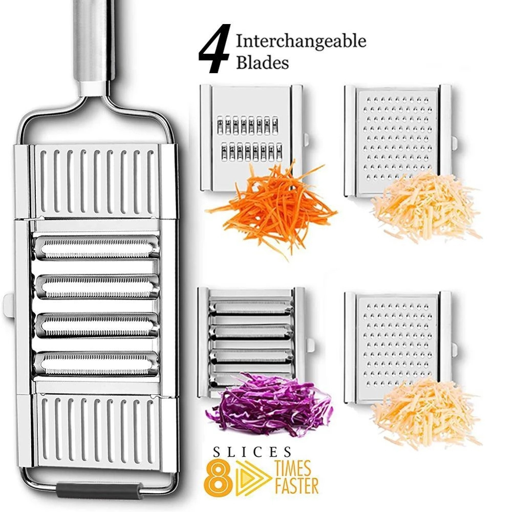 Multifunctional 4 Blades Vegetable Slicer Cutter Stainless Steel metal  Vegetable Choppers