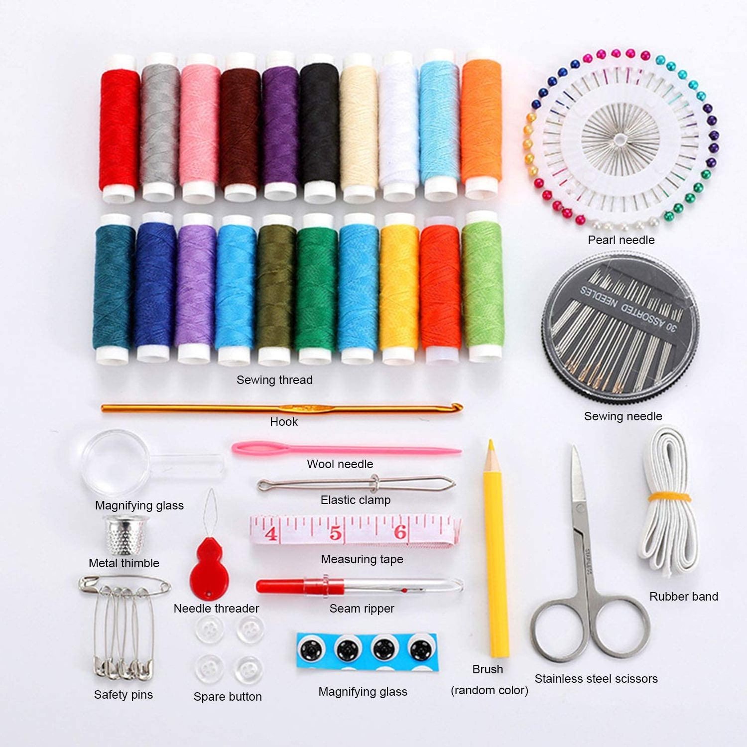 Costurero Needlework Kit Sewing Needle Sewing Kit Small Box Top Seller 113PCS Plastic Box Silver Convenient