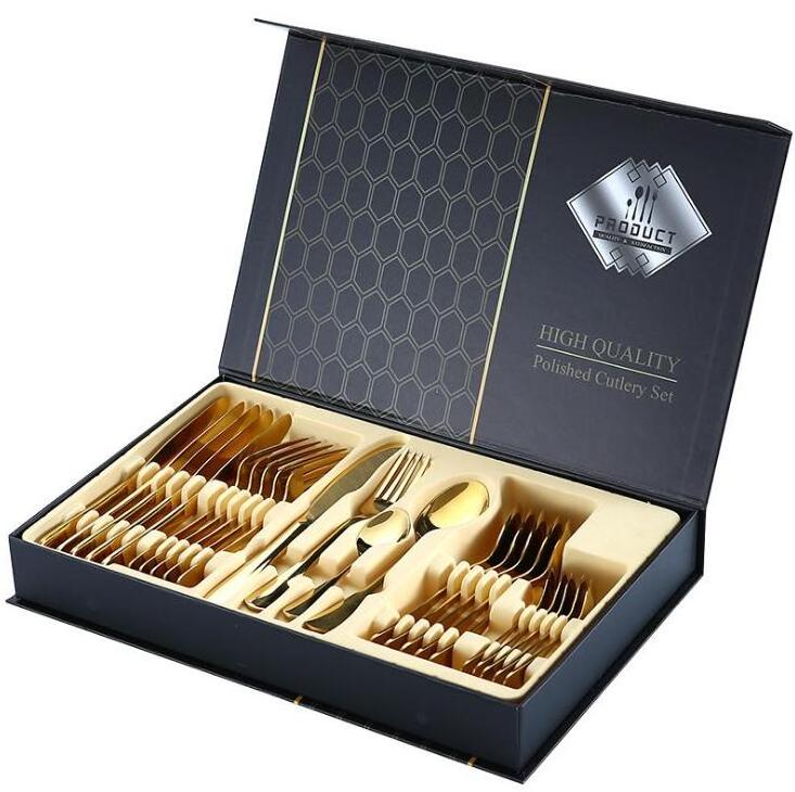 Promo hot sale cutlery wholesale stainless steel cutlery 24 pieces gold cutlery set